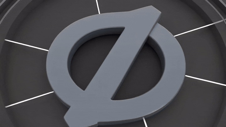 Animated 3D graphic of a hub icon with a slashed Z symbol connected to icons for people, settings, and analytics
