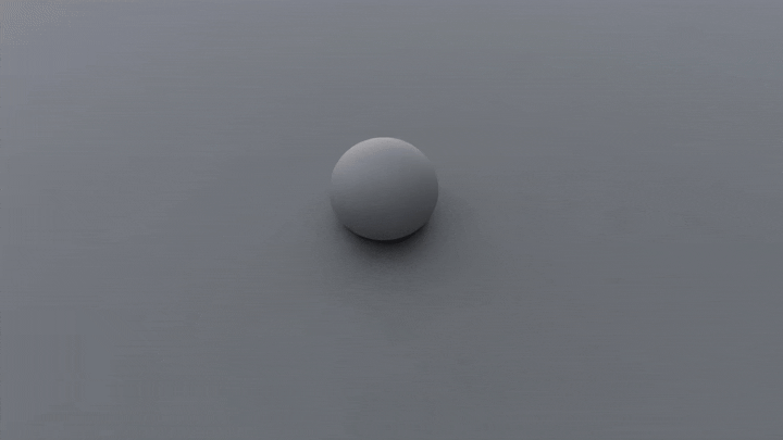Animated 3D graphic of a faceted sphere hub on a ring platform connected to icons for people, grids, and analytics