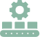 Home 48 Teal icon of a settings gear above a building graphic