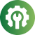 Green circular icon with a cloud sync symbol