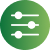 Green circular icon with filter and settings sliders