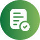 Green circular icon with a document symbol