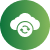 Green circular icon with a cloud symbol