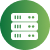 Green circular icon with a server rack symbol