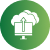 Green circular icon with a cloud and document symbol