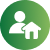 Green circular icon with a user profile symbol