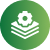 Dynamics service page 17 Green circular icon with a white gear and stacked lines symbol