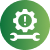 Green circular icon with a gear and settings symbol