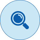 Blue circular icon with a target symbol