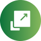Green circular icon with a white document and outward arrow symbol