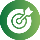 Green circular icon with a white target and arrow symbol
