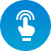 Blue square icon with a fingerprint touch symbol