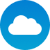 Blue circular icon with a cloud upload symbol