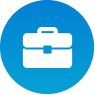 Blue square icon with a briefcase symbol