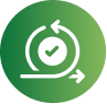 Green circular icon with a refresh and progress cycle symbol