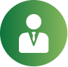 Green circular icon with a person profile symbol