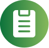 Green circular icon with a clipboard symbol