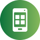 Green circular icon with a white spreadsheet symbol