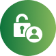 Green circular icon with a white unlocked padlock symbol