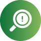 Green circular icon with a white magnifying glass and location pin symbol