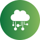 Green circular icon with a white cloud and rain drops and cursor symbol