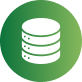 Green circular icon with a white database cylinder and cursor symbol