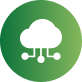 Green circular icon with a white cloud and connected node symbol