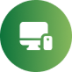 Green circular icon with white stacked cards and cursor symbol