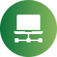 Green circular icon with a white monitor and connected devices symbol
