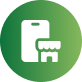 Green circular icon with a white mobile phone and cursor symbol