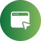 Green circular icon with a white browser window and cursor symbol