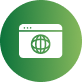 Green circular icon with a white browser window showing a globe symbol