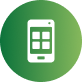 Green circular icon with a white mobile device symbol