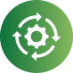 Green circular icon with a white refresh and target symbol