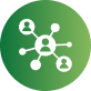 Green circular icon with a white connected network of people symbol