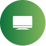 Green circular icon with a white laptop symbol