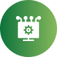 Green circular icon with a white calendar and lightning bolt symbol