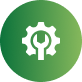 Green circular icon with a white gear and refresh symbol