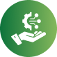 Green circular icon with a white hand and circuit chip symbol