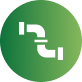 Green circular icon with a white pipe and wrench symbol and cursor symbol