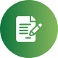 Green circular icon with a white document and pencil symbol and cursor symbol