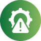 Green circular icon with a white gear and alert symbol and cursor symbol