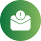 Green circular icon with a white mail and alert symbol and cursor symbol