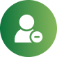 Green circular icon with a white person profile symbol and cursor symbol