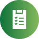 Green circular icon with a white clipboard and checklist symbol and cursor symbol
