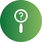 Green circular icon with a white question mark symbol and cursor symbol