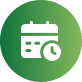 Green circular icon with a white calendar symbol and cursor symbol