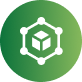 Green circular icon with a white connected hexagon network symbol and cursor symbol