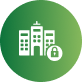 Green circular icon with a white government building symbol and cursor symbol