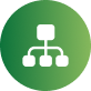 Green circular icon with a white organizational chart symbol and cursor symbol